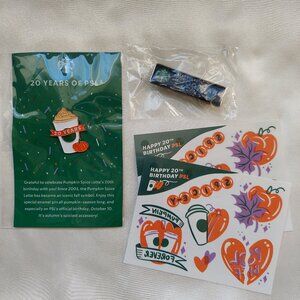Starbucks 20th Anniversary PSL Pin and Tattoos (2) and Foodshare Pin
